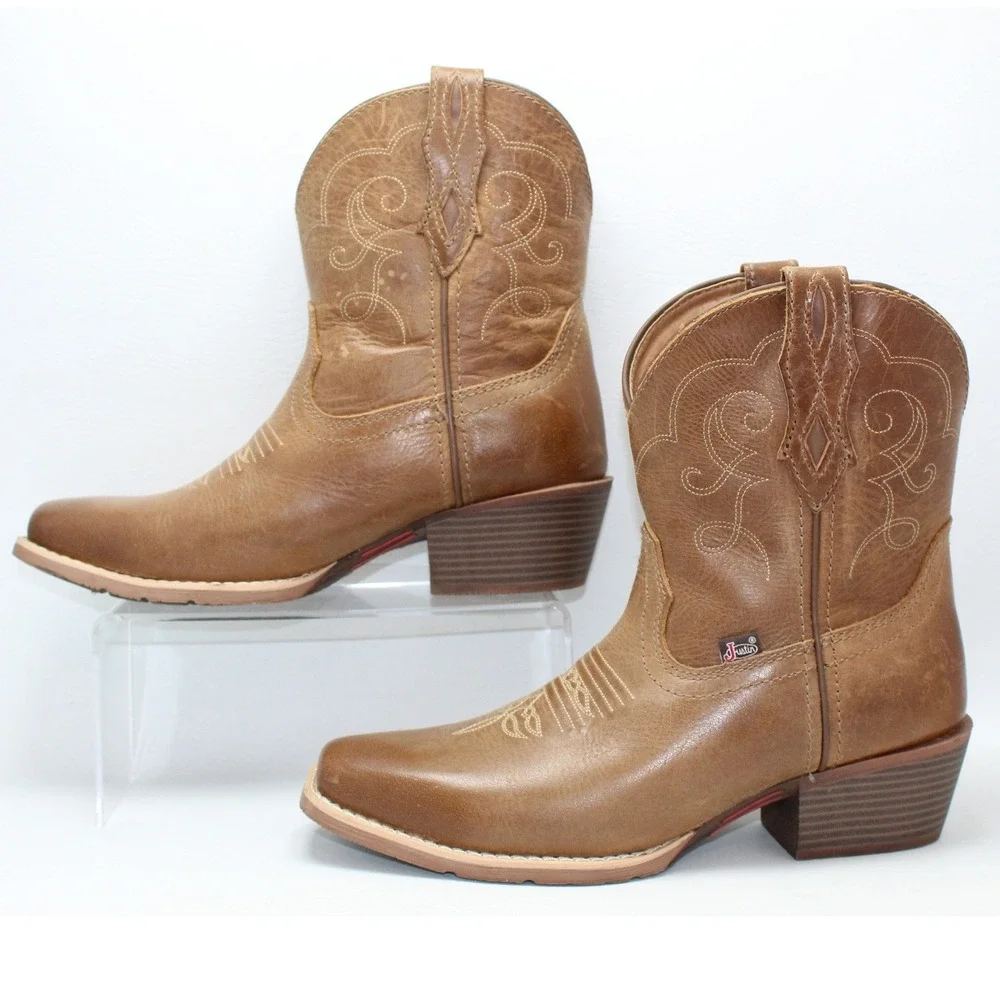Justin Gypsy Womens Tan Leather Square Toe Western Cowgirl Boots GY9510 Size 10B